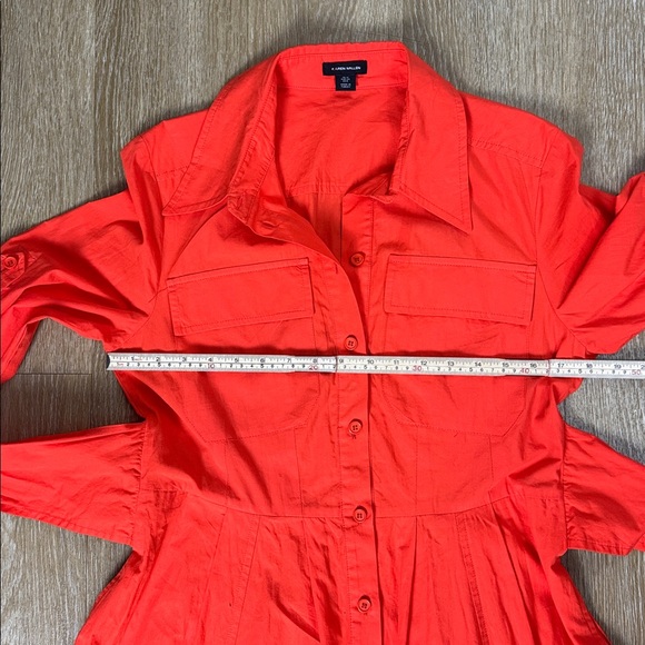 Karen Millen Orange Tailored Belted Poplin Maxi Button Up Down Shirt Dress sz 8 - Picture 11 of 13